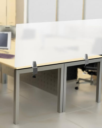 4-Pack Frosted Acrylic Desk Dividers, 47"L Clamp-On Privacy Panels for Office School, Soundproof Partition Shields with C-Clamps Foam Pads