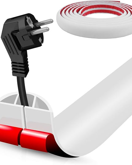 Floor Cord Cover Self Adhesive Cord Hider,20FT Cable Management, Extension Strip Protector for Wires, Prevent Cable Trips for Offices, Gyms, Exhibitions Cavity:0.39"(W) x 0.27"(H) White