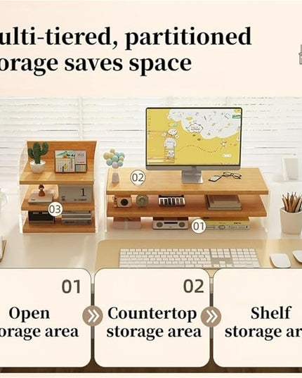 Desktop Monitor Riser Stand with Storage, Acrylic Floating Computer Stand, Multi-Level Desk Shelf Organizer for Home Office Workspace(Black,2-tier)