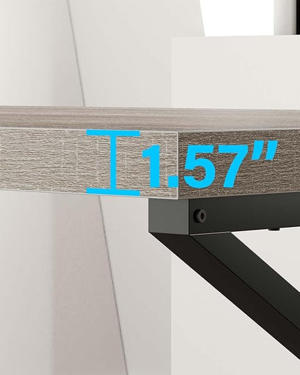 HSH Gray Computer Desk, Industrial Wood and Metal Home Office Desk, Farmhouse Rustic PC Laptop Desk for Executive Work Writing Study Gaming, Modern Simple Bedroom Computer Table, Light Grey Oak, 55 In