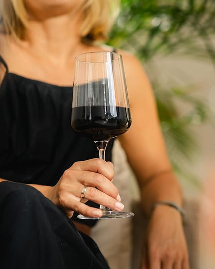 Krosno Red Wine Glasses | Elegant Design | Set of 6 | 16.9 oz | Infinity Collection | Ideal for Home, Restaurants and Receptions | Dishwasher Safe | Lead-Free Crystal Glass