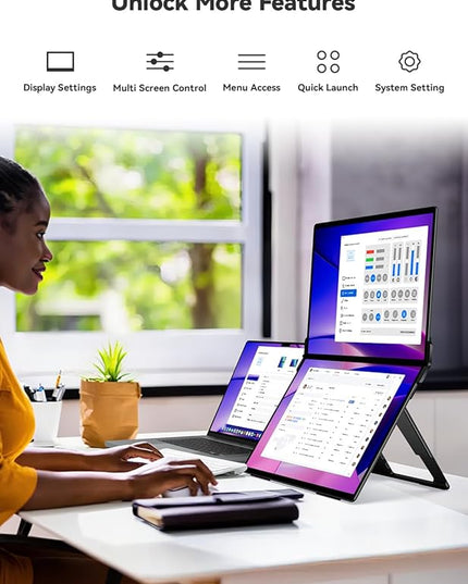 EHOMEWEI X1 Air, 14.2 Inch 2.8K IPS Display, 90Hz Dual-Screen, 400 Nit Brightness, 100% sRGB (Dual-Screen 14.2" No-Touch, 14.2")