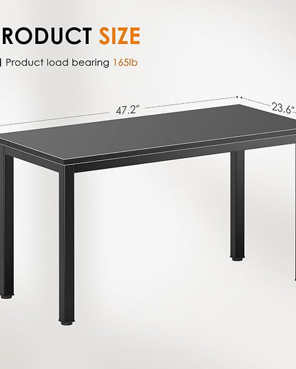DlandHome 47 inches Medium Computer Desk, Composite Wood Board, Decent and Steady Home Office Desk/Workstation/Table, BS1-120BB Black Walnut and Black Legs, 1 Pack