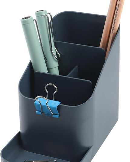 BLUE GINKGO Desk Holder – Korean-Made Office Organizer for Pencils, Pens, Notes, and Desk Supplies (Prussian Blue)