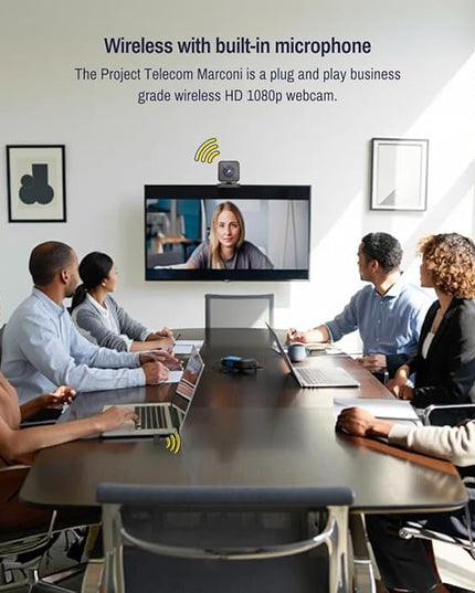 Project Telecom 1080p Wireless Webcam with Microphone – USB PC Camera for Laptop & Desktop Full HD Streaming Web Camera for Video Calls, Zoom, Remote Meetings – Plug & Play USB Web Cam