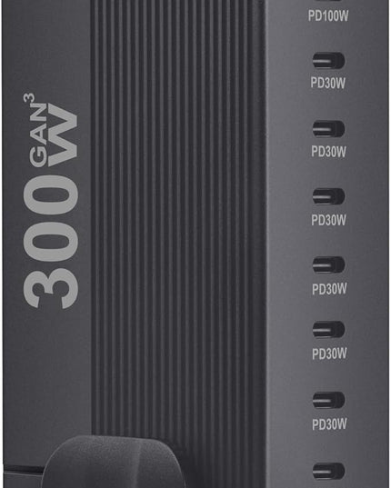300W 8-Port GaN PD3.1 Desktop Charging Station | Intelligent Power Allocation, Ideal for Office and Home, Safely Charges Laptops, Phones, Tablets, and Watches