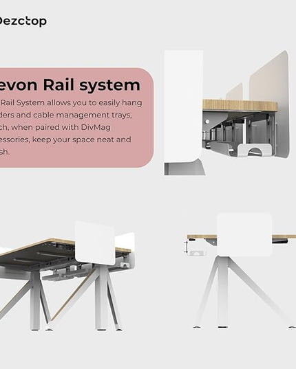 DEZCTOP Revon Elite Electric Standing Desk, 47.2" x 31.5" Large Work Surface, Height Adjustable (25.6"-51.2"), Sturdy Keel Frame, with Magnetic Modular System, Anti-Collision, Oak for Home Office