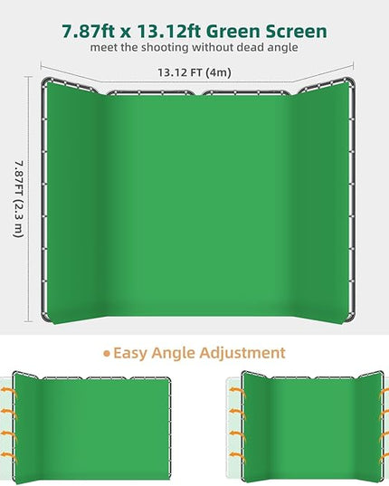 7.87ft x 13.12ft Large Green Screen Backdrop with Stand, Foldable Frame for Group Photo Backdrop, YouTube Creators, Streamers, Studio Photography, Video Shooting, Live Streaming & Gaming