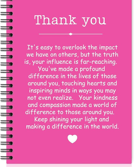 Thank You Rose Red Hardcover 160 Pages Spiral Notebooks, Funny Thank You Gifts for Women Men Coworkers Leader Mentor, Appreciation Gifts for Employees, Thanksgiving Gifts for Colleagues Leaders
