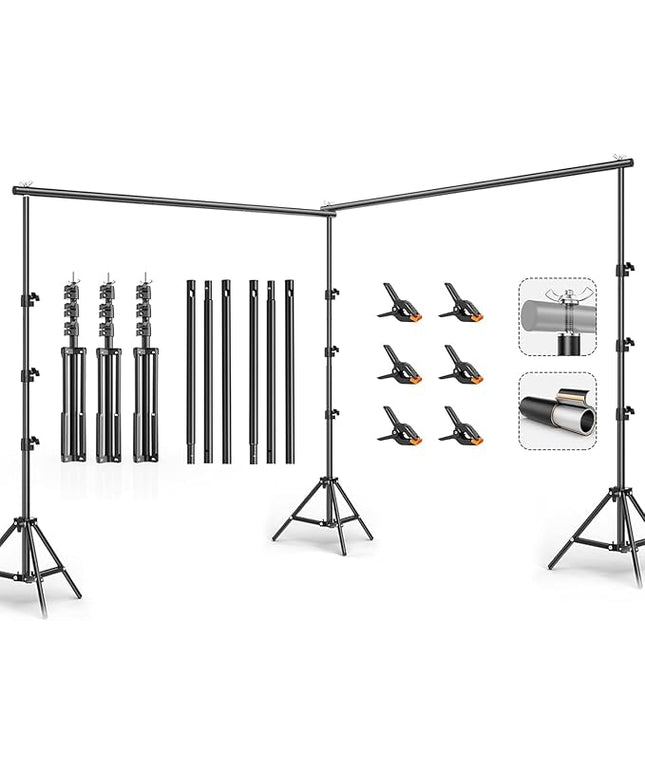 10x20FT Backdrop Support Stand for Photography，Adjustable Width & Length Backdrop Stand Background Support System Kit for Photo Video Studio Shooting, Party, Outdoor, Wedding