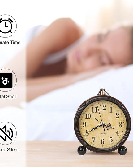 Blusaryme Loud Alarm for Deep Sleepers Desk Vintage Alarm Clock 5.25 inch Small Battery Operated Retro Clock Bedroom Live Room Decor Gift Clock