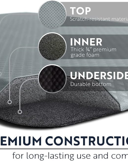 KANGAROO Thick Ergonomic Anti Fatigue Mats for Kitchen Floor, 70x24 Runner, Cushioned Standing Office Desk Mat, Waterproof Scratch Resistant Topside, Supportive All Day Comfort Padded Foam Rugs, Gray