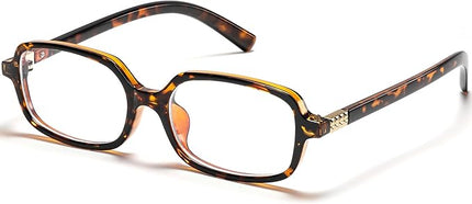 hnbliv Retro Rectangle Blue Light Blocking Glasses for Women 90s Fake Eyeglasses Y2K Fashion Computer Glasses Tortoise Frame