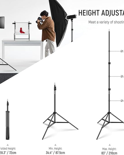 NEEWER Photography Light Stand, 7 Feet / 210cm Aluminum Alloy Photo Studio Tripod Stands for Video, Portrait and Photography Lighting, Reflectors, Soft Boxes, Umbrellas, Backgrounds (2 Pieces)