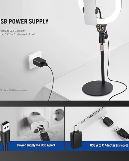 NEEWER Entry Level Version 10.5" Desk Ring Light with Stand/Phone Holder Compatible with iPhone/Remote, 10W CRI85+ LED Lighting for Streaming Recording Makeup Selfie Laptop Video Conference, N22