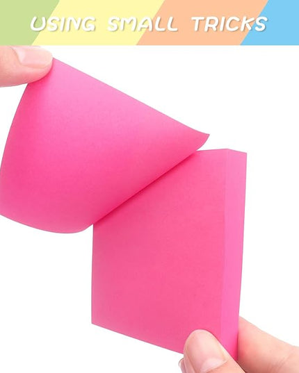 Sticky Notes 3x3 Self-Stick Notes Pads with 6 Bright Colors, Easy to Post for Office, School, Home, 6 Pads/Pack, 100 Sheets/Pad (Red)