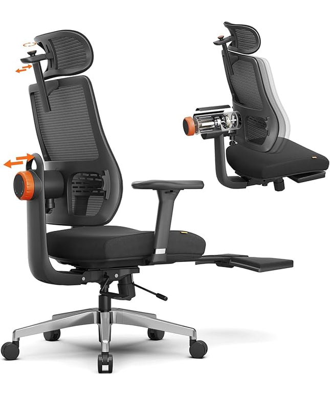 Newtral Ergonomic Office Chair-Home Office Desk Chair with Footrest, Auto-Following Backrest & Headrest, 4D Armrests, 96°-136° Recline