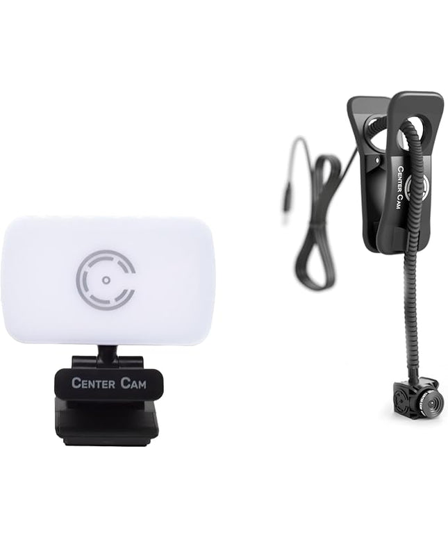 Center Cam Deluxe Package - Middle-Screen HD 1080p Webcam, LED Ring Light, Carrying Case, Conference Lighting Kit for Zoom Meetings and Video Calls