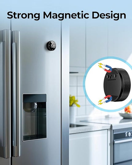 Digital Kitchen Timer, Large Display Magnetic Countdown Countup Timer, 3 Preset Times (5, 15, 25),Volume & Brightness Adjustable for Cooking Classroom Studying, Easy for Kids(Gunmetal 1PCS)