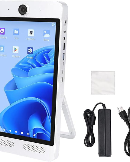 10.1 Inch Desktop Live Stream Projection Screen, 8GB + 128GB Tabletop Live Broadcasting Machine Live Display Screen with Video Recording, Microphone, Teleprompter (US Plug)