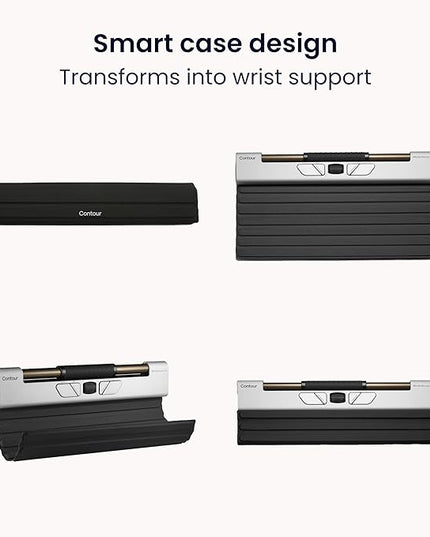 Contour Design Rollermouse Go - Portable Wireless Roller Mouse for Carpal Tunnel Relief, Compact Mouse with Bluetooth & USB, Ambidextrous 5-Button Design, Lightweight Aluminum, Mac & PC Compatible
