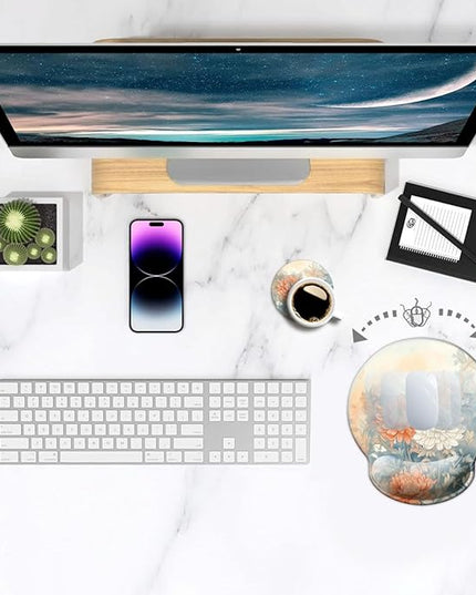 Ergo Comfort Gel Wrist Rest Mouse Pad-Ergonomic Office Mousepad with Wrist Support-Non-Slip, Design Desk Accessories Mat for Home&Game Decor Japanese Floral