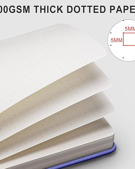 AHGXG Bullet Dotted Journal - 320 Numbered Pages Dot Grid Notebook A5 Thick Journal, 100gsm Thick Dotted Paper, Leather Hardcover,Inner Pocket, 5.75'' × 8.38''-Light Purple