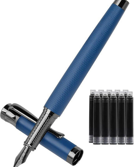 BOCIYER Luxury Fountain Pen Set,Ink Pen for Smooth Writing,Medium Nib,Includes 10 Ink Cartridges&Ink Converter,Best Pen Gift Case for Men & Women,fancy,calligraphy,Executive,Office pen-Blue