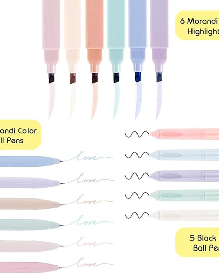 Lestp 24Pcs Bible Study Supplies Journal Kit Book Annotation Kit Aesthetic Pastel Highlights Pens Tabs Bookmarks Bags for Women Teens School Accessories Cute Colorful Bible Highlighters Pens No Bleed