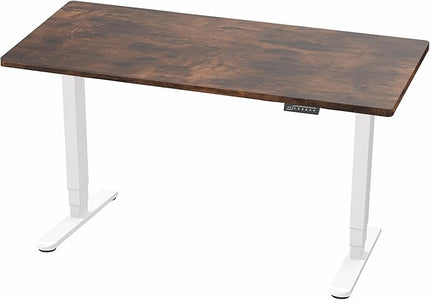 VIVO Electric 60 x 24 in Dual Motor Sit Stand Desk, Memory Height Adjustment, 2B Series, Rustic Vintage Brown Top White Frame, DESK-KIT-2W6N