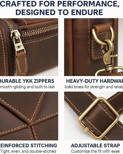 Luxorro Full Grain Leather Briefcase for Men, Top Choice Gifts, Handcrafted Laptop Bag with Multiple Compartments and Brass Hardware, Fits 15.6 Inch Laptop