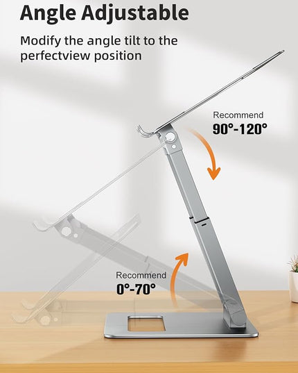 tounee Laptop Stand for Desk Adjustable Height, Telescopic Computer Stand with Pull Out Design Ergonomic Laptop Riser Fits All Laptops 10-17"-Silver