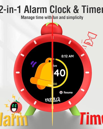 MOMILLA Kids Alarm Clock for Bedrooms, Colorful Display 7-Day Programmable 4 Alarms, Visual Timer with White Noise, Digital Clock Loud for Heavy Sleepers, Christmas Birthday Gifts for Girls Boys