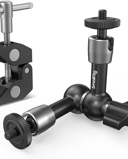 SMALLRIG Super Clamp w/ 1/4" and 3/8" Thread and 5.8 Inches Adjustable Friction Power Articulating Magic Arm with 1/4" Thread Screw for LCD Monitor/LED Lights - KBUM2730