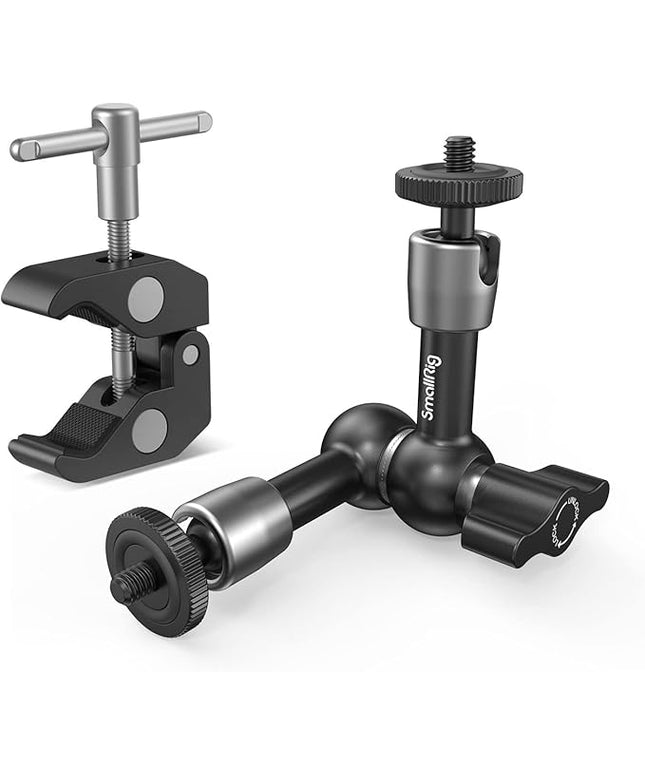 SMALLRIG Super Clamp w/ 1/4" and 3/8" Thread and 5.8 Inches Adjustable Friction Power Articulating Magic Arm with 1/4" Thread Screw for LCD Monitor/LED Lights - KBUM2730