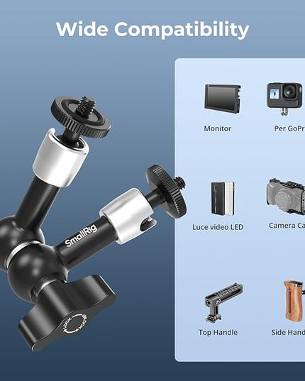 SMALLRIG 5.5-inch Magic Arm 2-Pack, Articulating Adjustable Friction Arm Mount with 1/4"-20 Thread Screw, for Camera Monitor/LED Light Setup, 5316
