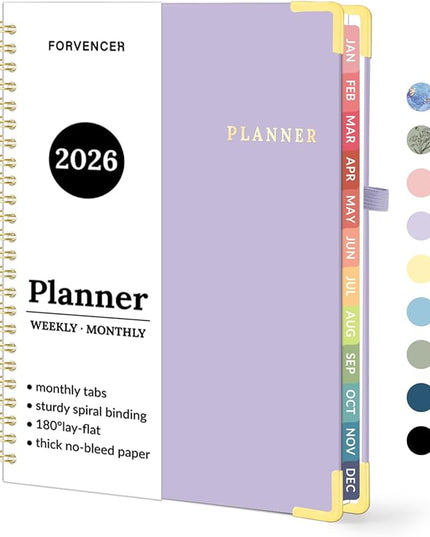 2026 Planner, Forvencer Calendar Planner Weekly and Monthly, Jan 2026-Dec 2026, 6" X 8", Hardcover Agenda Book, Daily Journal Organizer with Inner Pocket, Notebook for Office School, A5, Purple