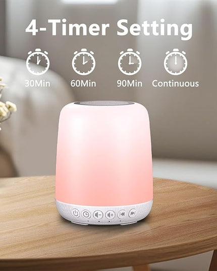 White Noise Sound Machine for Sleep Portable Sound Machine with 30 Soothing Sounds 12 Night Light Colors 4 Timer Sleep Machine for Baby Adults, Smart App Control, Touch Control