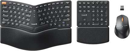 ProtoArc Ergonomic Keyboard Mouse, EKM04 2.4GHz USB Wireless Ergo Keyboard Mouse Combo with Separate Numeric Keypad, Split Design, Hard Wrist Rest, Rechargeable, for Windows Desktop/PC/Laptop