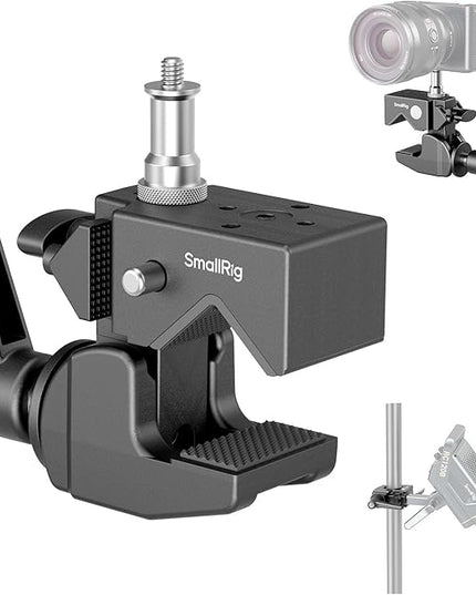 SMALLRIG Super Clamp Kit, Heavy Duty Max Load 33lb /15kg, with a 1/4"-20 & a 3/8"-16 Top Screw on a 5/8" Stud, for Photography Studio Video Camera Lighting, for Round Pipe and Flat Surface