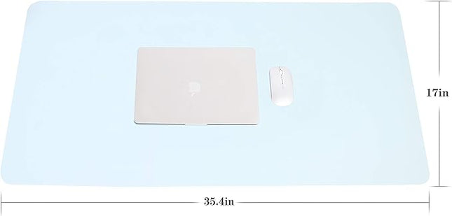 YSAGi Non-Slip Leather Desk Pad L Size, Waterproof Laptop Computer Desk Keyboard Mat, Table Protector Blotter Mat, Large Mouse Pad for Office/Work/Home/Decor(Sky Blue, 35.4" x 17")