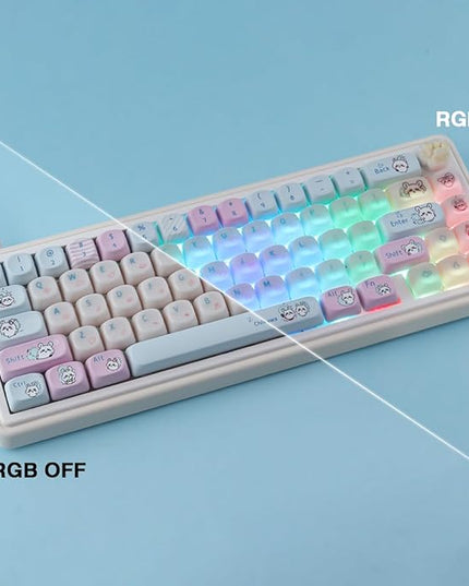 Sunzit PC&PBT Keycaps, Cute Chiikawa Keycap Set, Jelly Jade & Dye-Sublimation Custom MOA Profile Key caps Keyboard Keycaps for 100%, 75%, 65%, 60% MX Switches Mechanical Keyboard