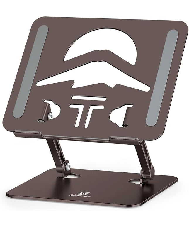 Laptop Stand, Ergonomic Adjustable Computer Stand for Collaborative Work, Foldable and Portable Heat Sink Computer Stands, Fits up to 15.6-inch Laptops (Coffee Brown)