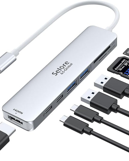 USB C Hub HDMI Adapter for MacBook Pro/Air, 7 in 1 USBC Dongle with HDMI, SD/TF Card Reader, USB C Data Port,100W PD, and 2 USB 3.0 Compatible for MacBook Pro/Air, Dell XPS, Lenovo Thinkpad.