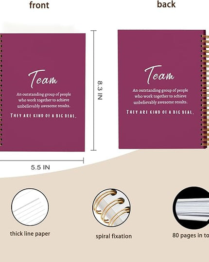 Raspberry Meeting Notebook for Work, Employee Appreciation Gifts, Team Gifts for Employees, Thank You Gifts for Women Men Leader Boss Manager Mentor Coworkers, Journals for Writing, 5.5"x8.3"