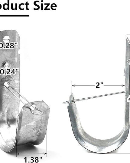 Itvexeme 50 Pack 2-Inch Large Cable Support J Hooks with Retainer Clips, Galvanized Steel J-Hook Wire Hangers for Cables, Wires, Cords Management and Organization