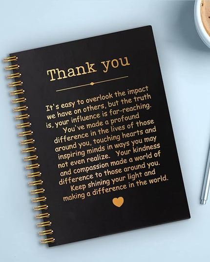 Thank You Gold Hardcover 160 Pages Spiral Notebooks, Funny Thank You Gift for Women Men Coworkers Leader Mentor, Appreciation Gifts for Employees, Thanksgiving Gifts for Colleagues Leaders