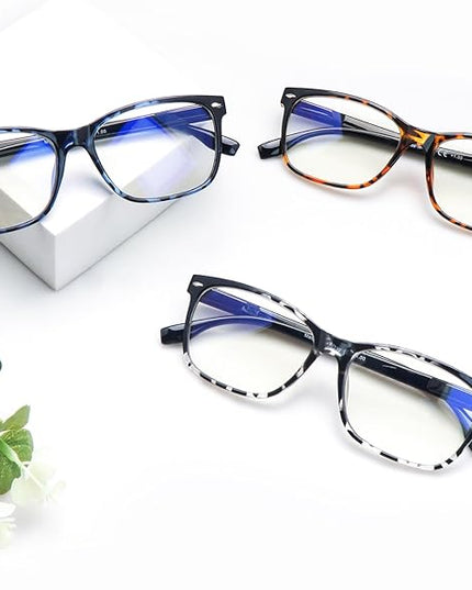 CLASAGA Progressive Multifocus Reading Glasses for Women, Pattern Print Blue Light Block Stylish Ladies Computer Readers