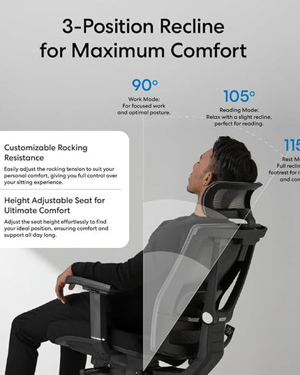 Autonomous ErgoChair Pro Ergonomic Office Chair Foam Black & White Adjustable Lumbar Support, Rolling Swivel - Home Office Desk Chairs with Wheels and Arms - Ergonomic Desk Chair Comfy for Gaming