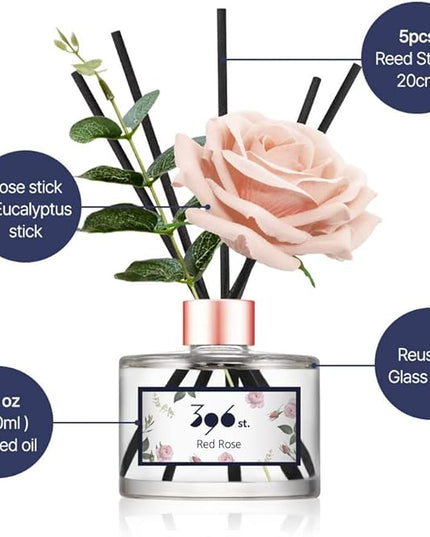 396 st. Rose Flower Reed Diffuser, Red Rose, 200ml(6.7oz) / Reed Diffuser Sets, Home Fragrance, Scented Oils, Home & Bathroom Décor